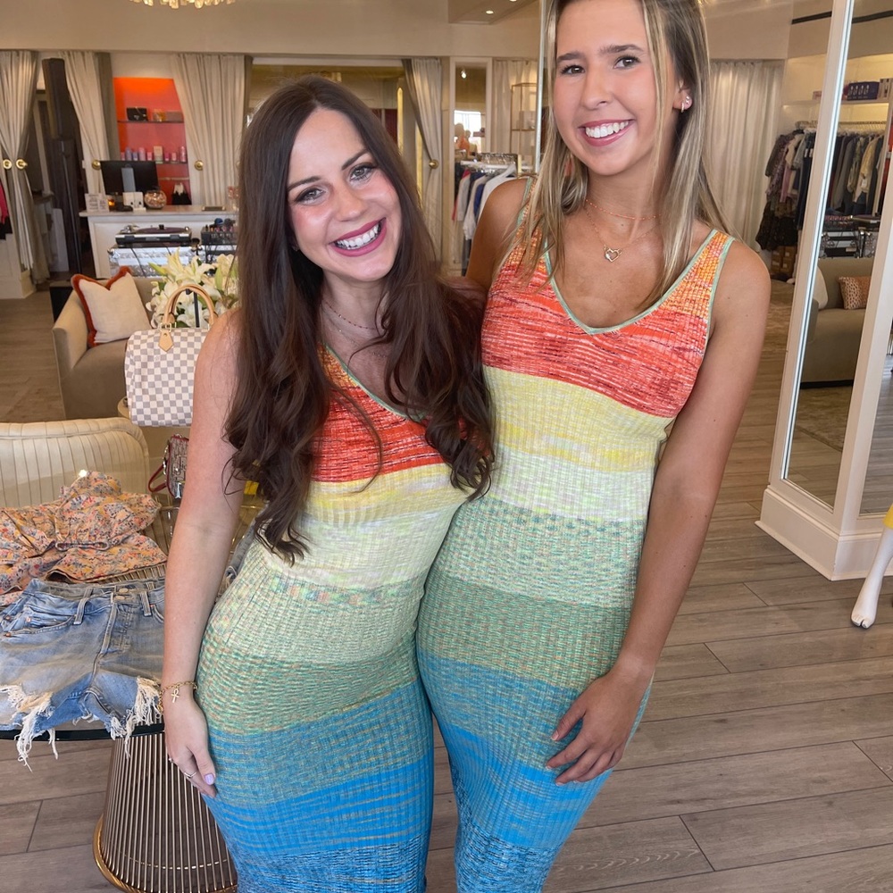 STAUD Multicolor Knit Dress